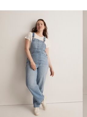 Madewell Denim Oversized Carpenter Overalls in Aldott Wash